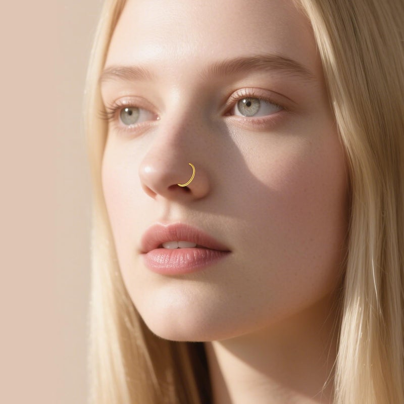 D.Bella Fake Nose Ring, 20G Faux Piercing Jewelry 8mm Fake Nose Ring Hoop for Faux Lip Septum Nose Ring Set - Image 4